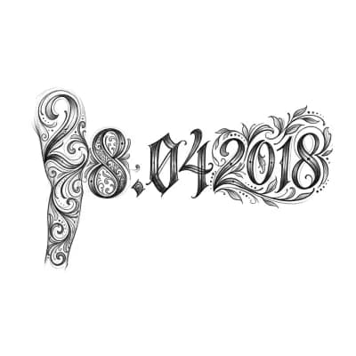 Тату эскиз:  надпись 28.042018 на руке в красивом стиле