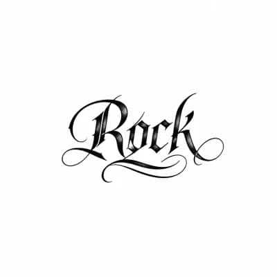 Тату эскиз: надпись "Rock" на шее