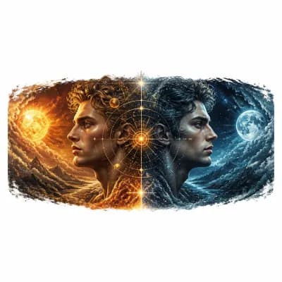 Тату эскиз: Татуировка для мужчины близнеца. Дата рождения 15 июня, цветная