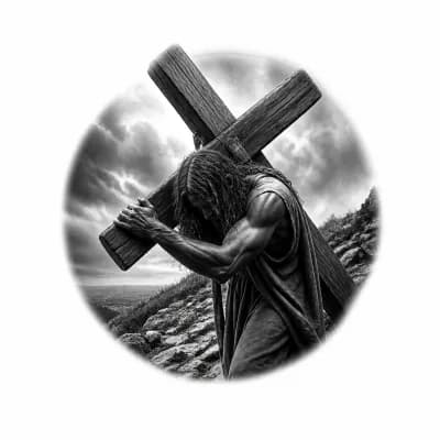 Тату эскиз: Человек несет свой крест