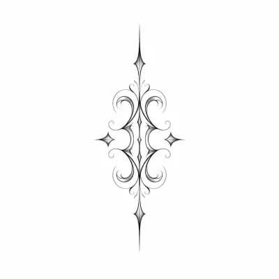 Тату эскиз: Chicano gothic calligraphy tattoo sketch of the name "Jakov", sharp edges, bold black ink, ornate lettering, symmetrical flashes, flash tattoo design on white background