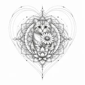 Кот тату эскиз