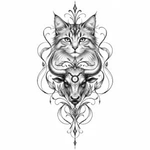 Кот тату эскиз
