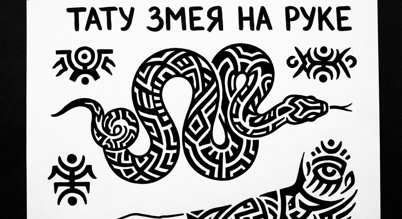 тату змея на руке