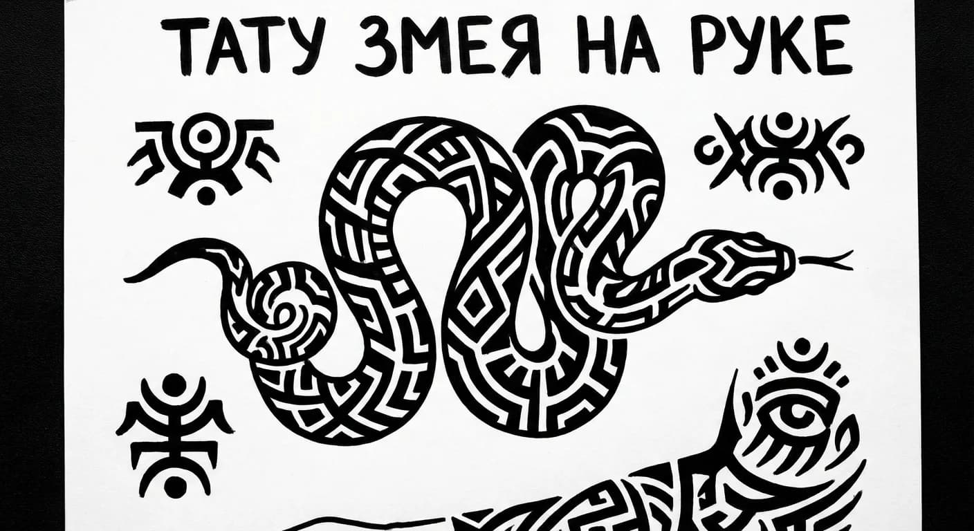 Тату эскиз: тату змея на руке