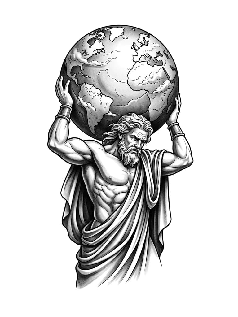 Тату эскиз: Атлант расправил плечи