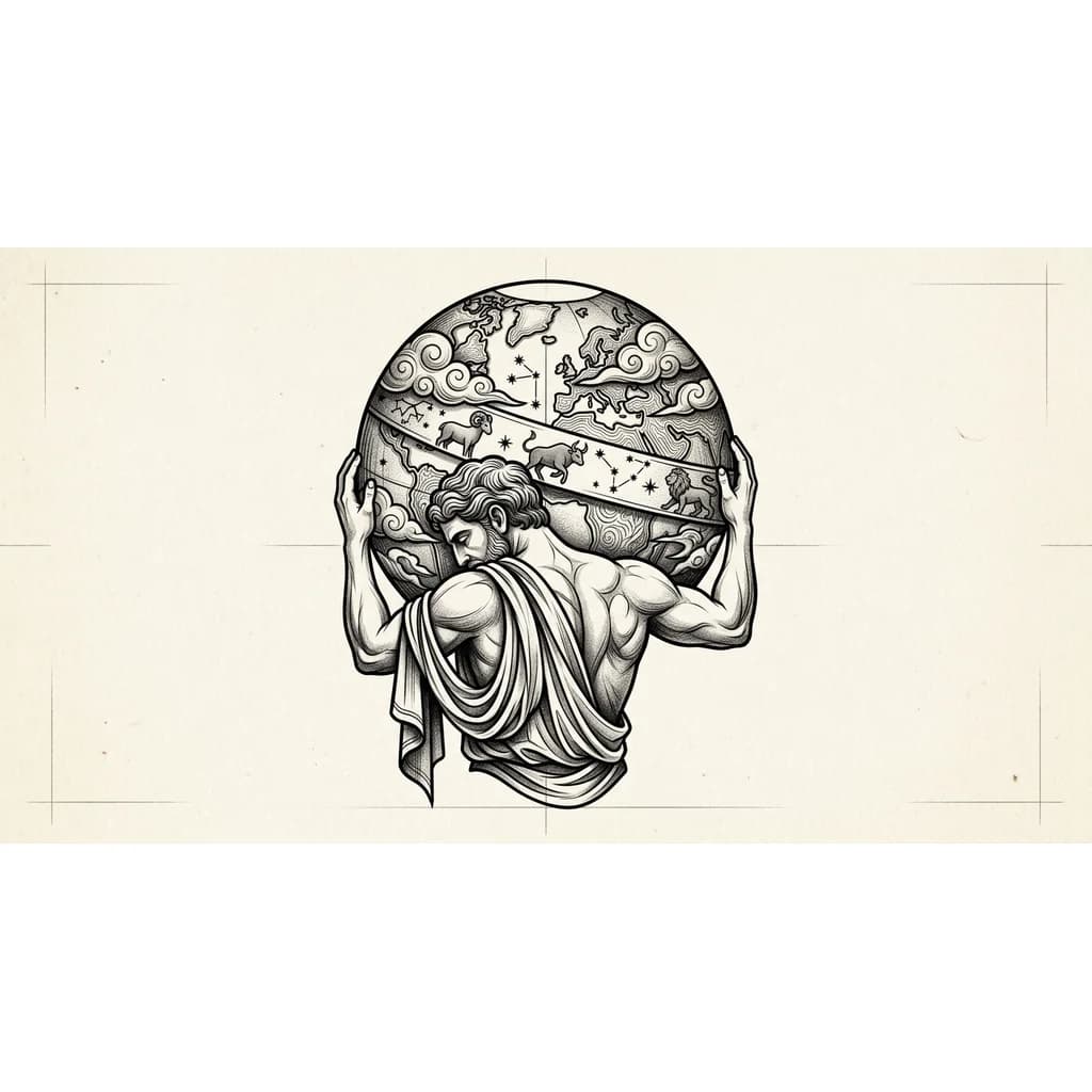 Тату эскиз: Атлант расправил плечи