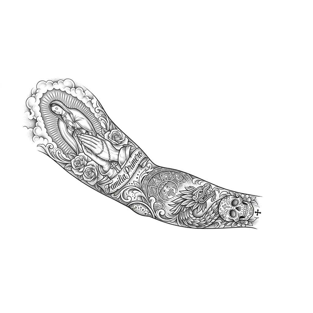 Создай эскиз на всю руку от плеча до кисти