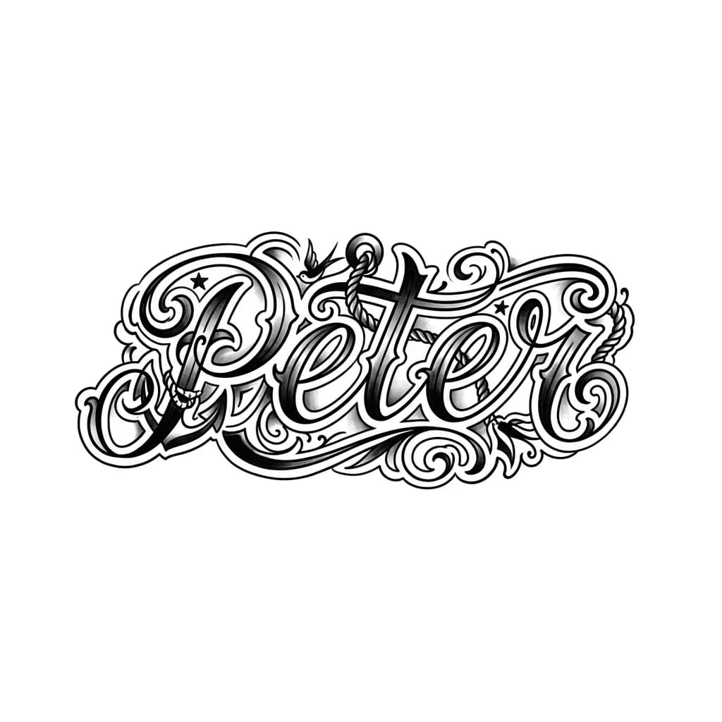 Тату эскиз: Слово Питер превратить в абстракцию для тату