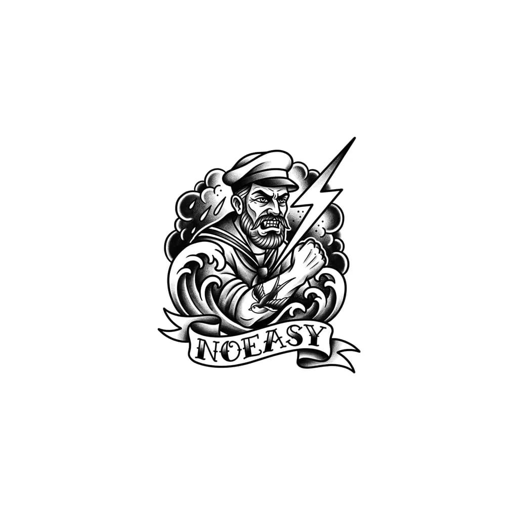 Тату эскиз: Синий цвет и молнии