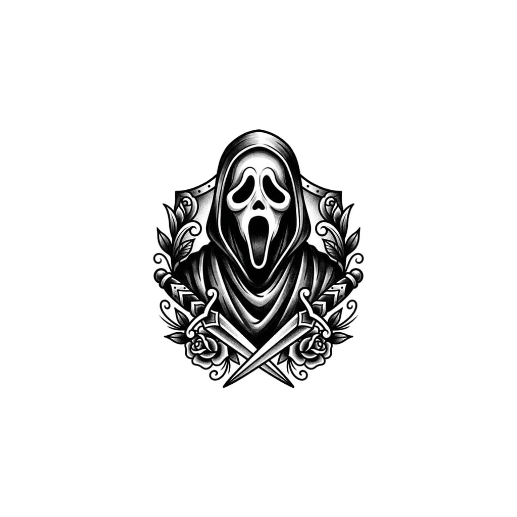 Тату эскиз: Сделай мне тату эскиз персонаж крик из фильма очень страшное кино