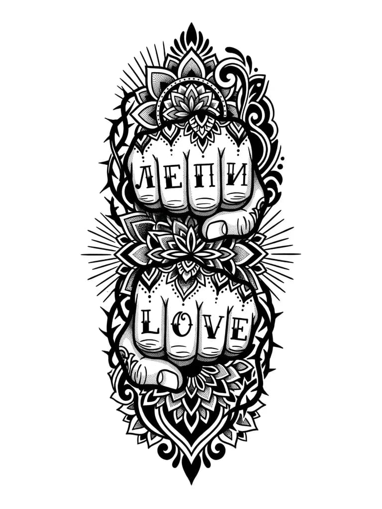 Тату Лев в стиле Блэкворк — эскиз Блэкворк