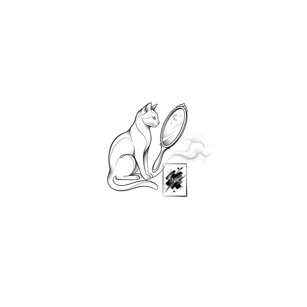 совмести Кошка,зеркало,постер,Тушь,пудра