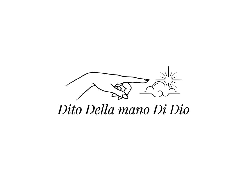 Тату эскиз: Надпись Dito Della mano Di Dio красивым шрифтом 