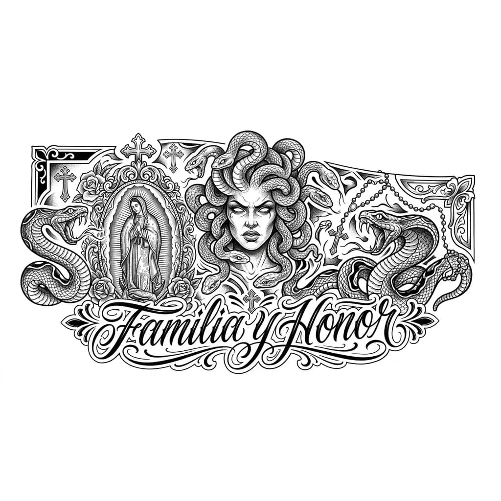 Внутрення строна руки змея гаргона с более выделенными змеями 