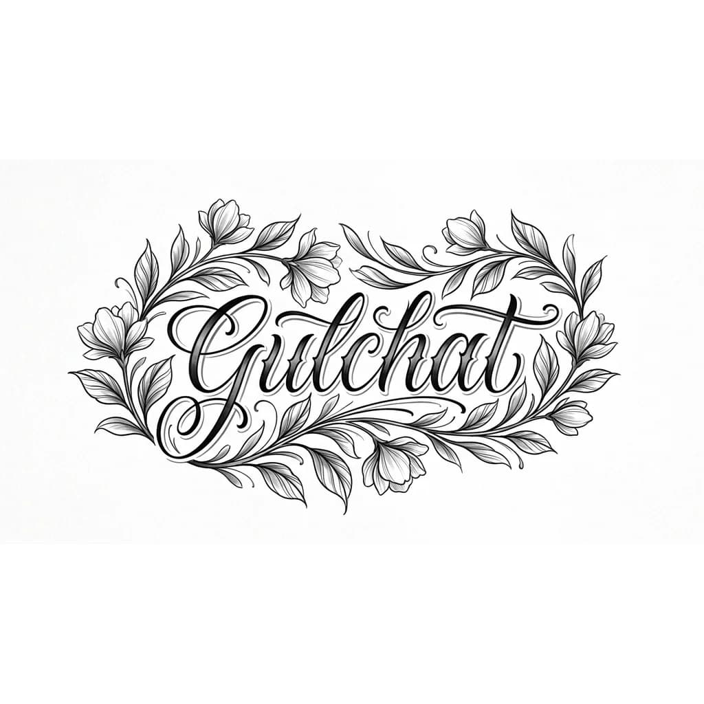 Сделай эскиз татуировки имени Gulchat очень красивым шрифтом