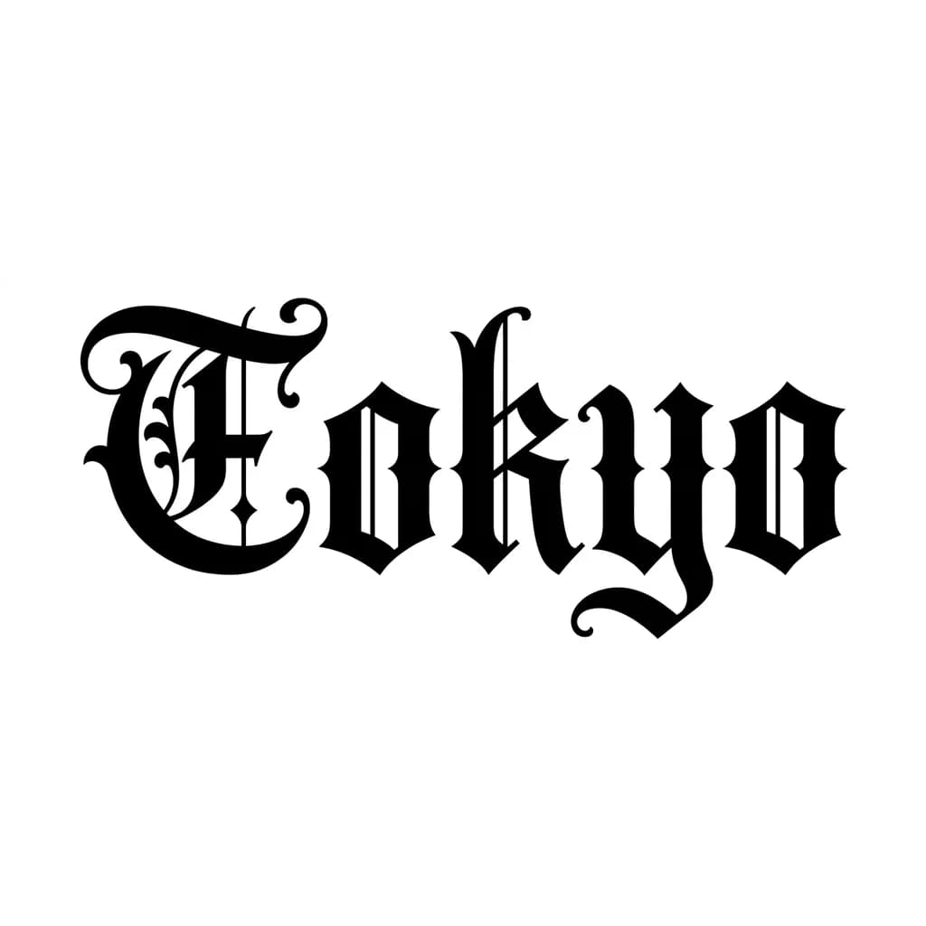 Тату эскиз: Font: Tokyo (old english blackletter)