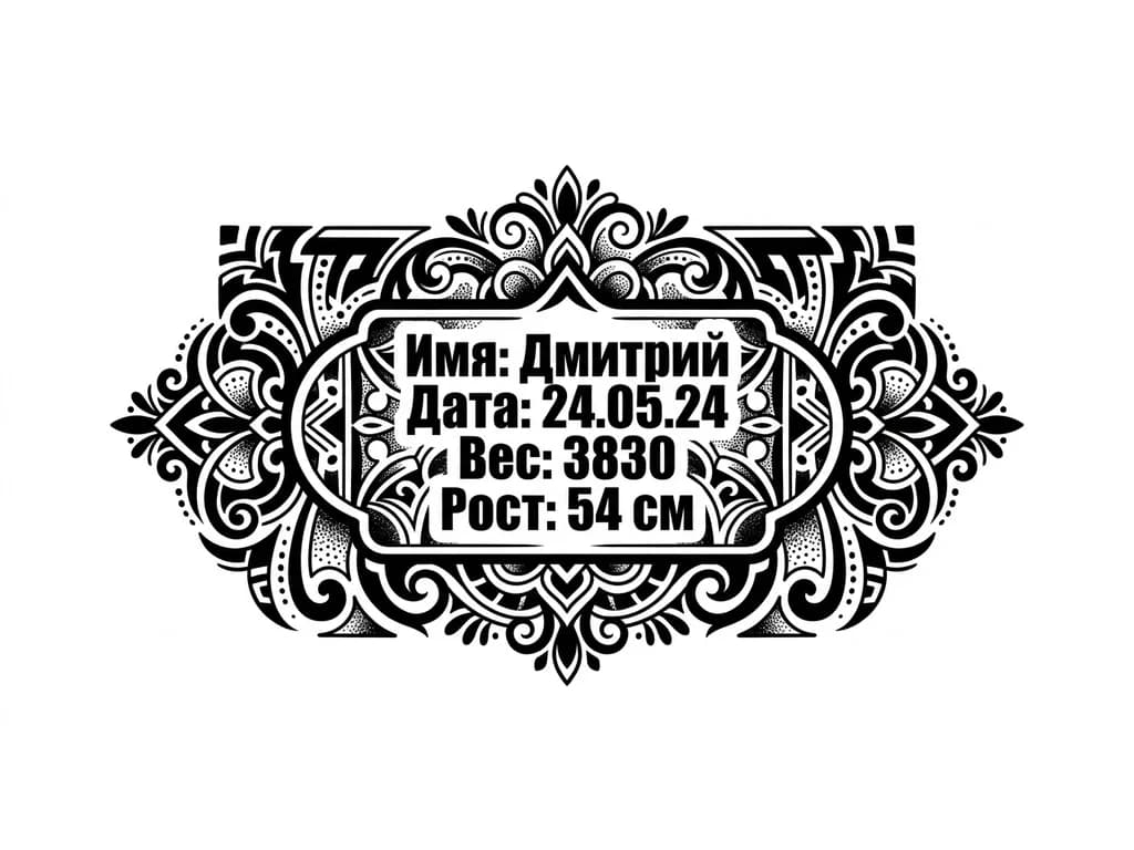 Тату эскиз: Бирка на ручку ребенка 