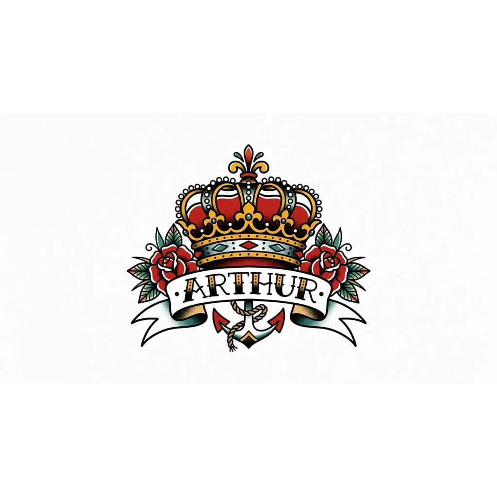 корона олдскул с лентой и именем