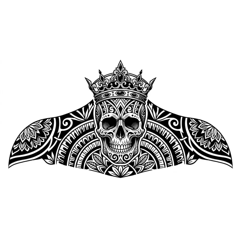 корона с черепом блэкворк