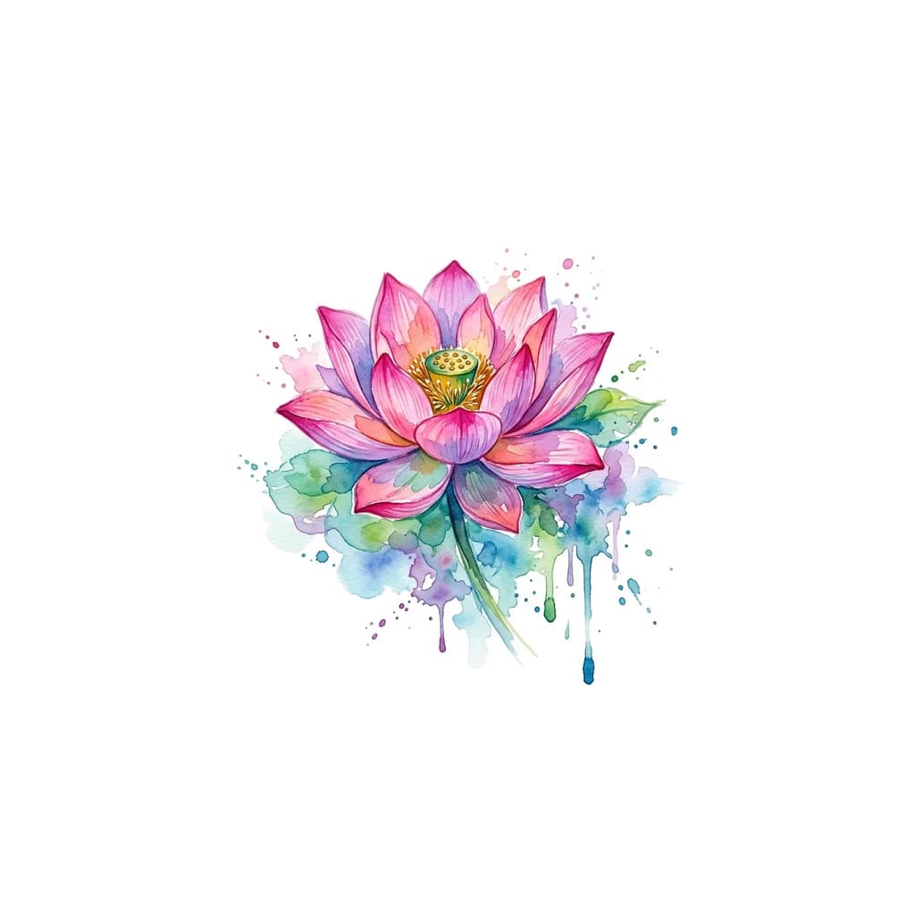 лотос акварельный розовый