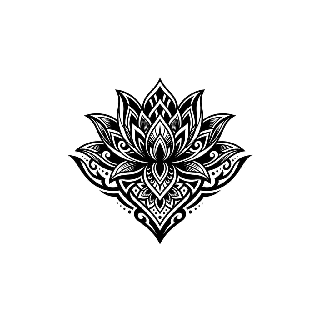 лотос чёрный графичный