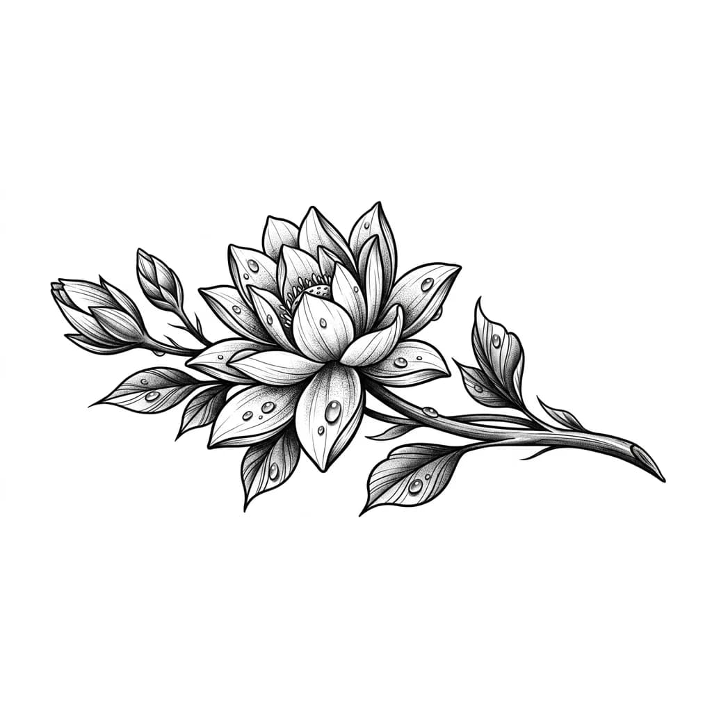 лотос реалистичный с росой