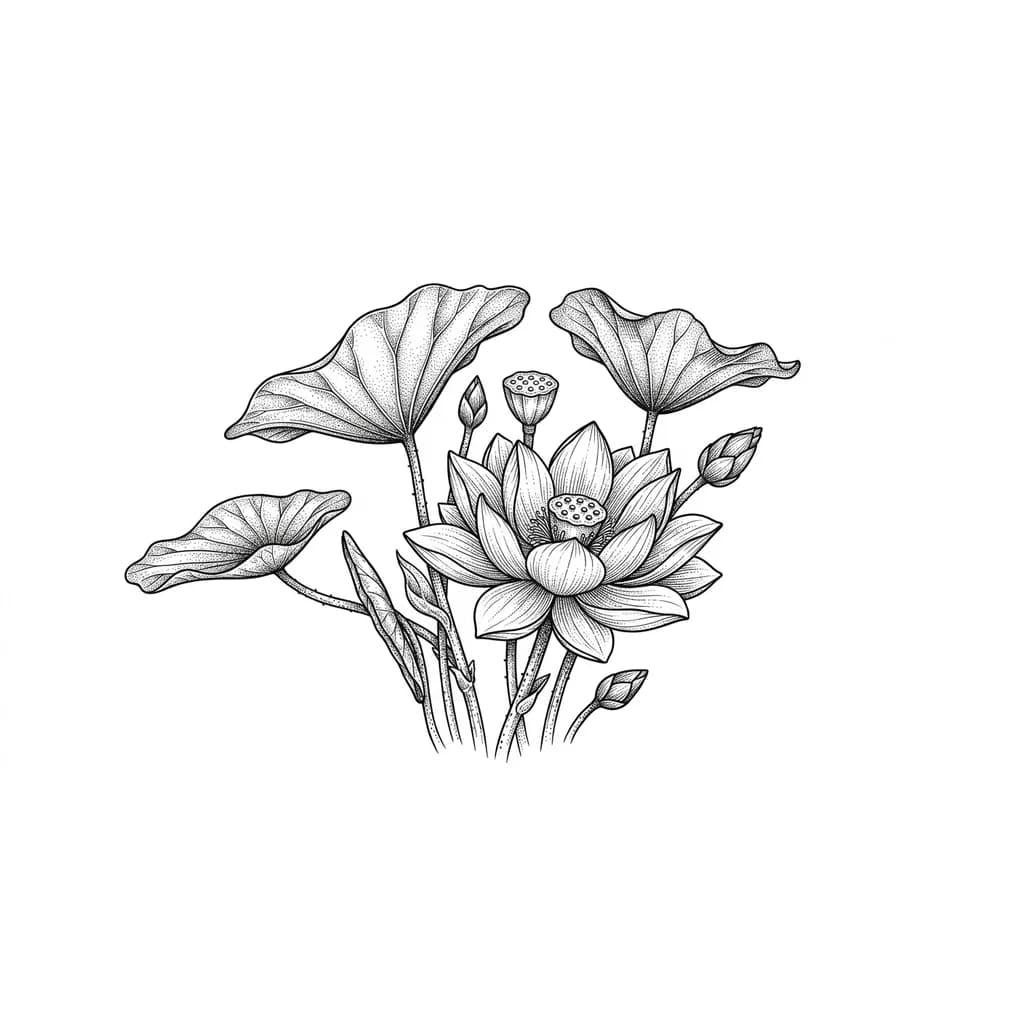 лотос ботаническая иллюстрация