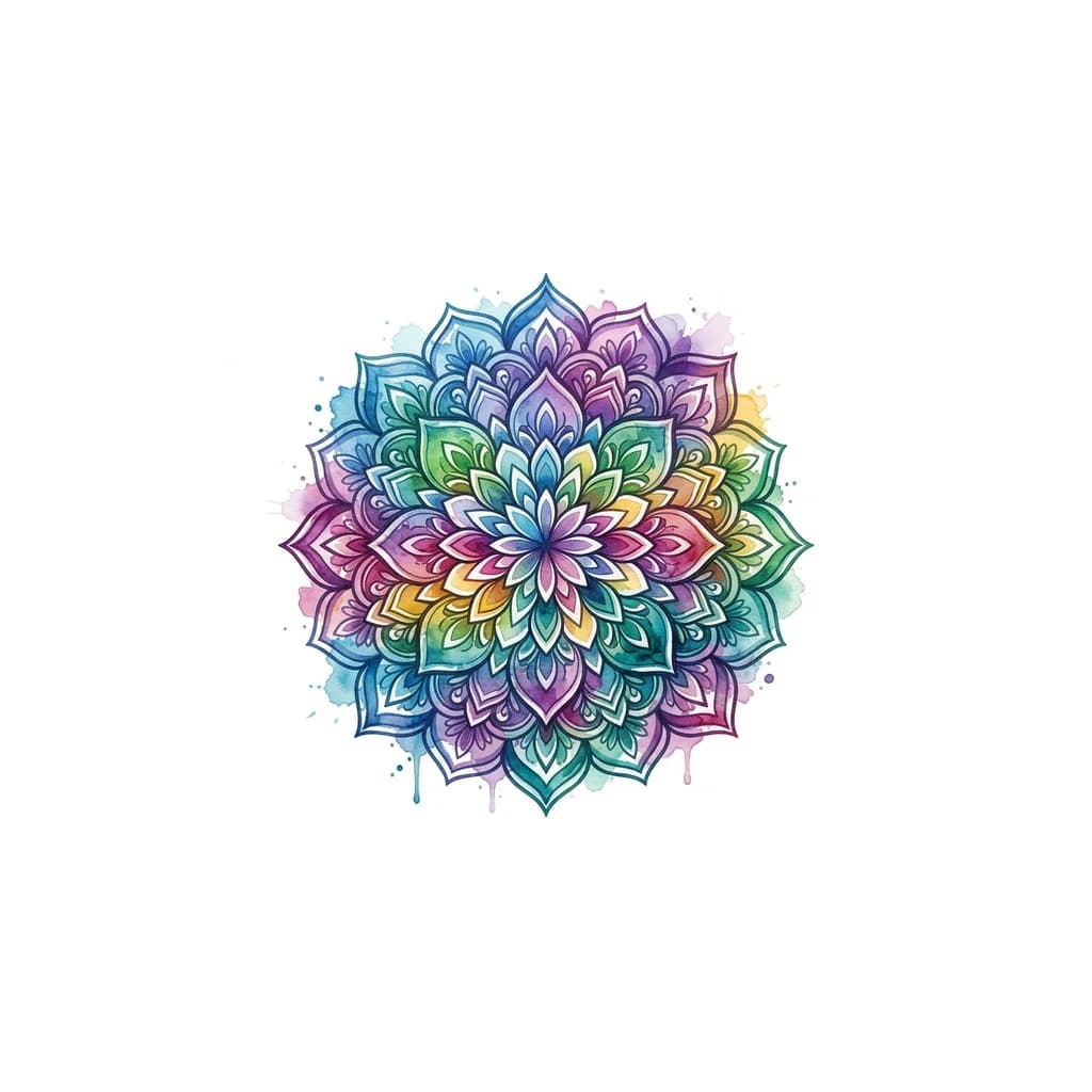 мандала акварельная цветная