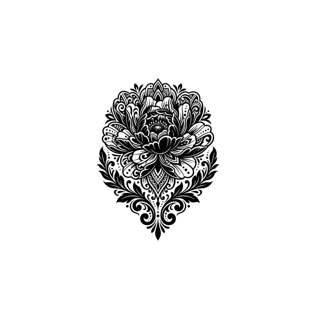 пион чёрный графичный