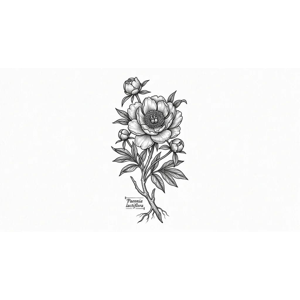 пион ботаническая иллюстрация