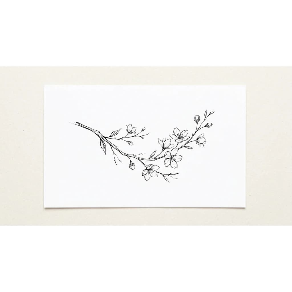 сакура маленькая веточка контурная