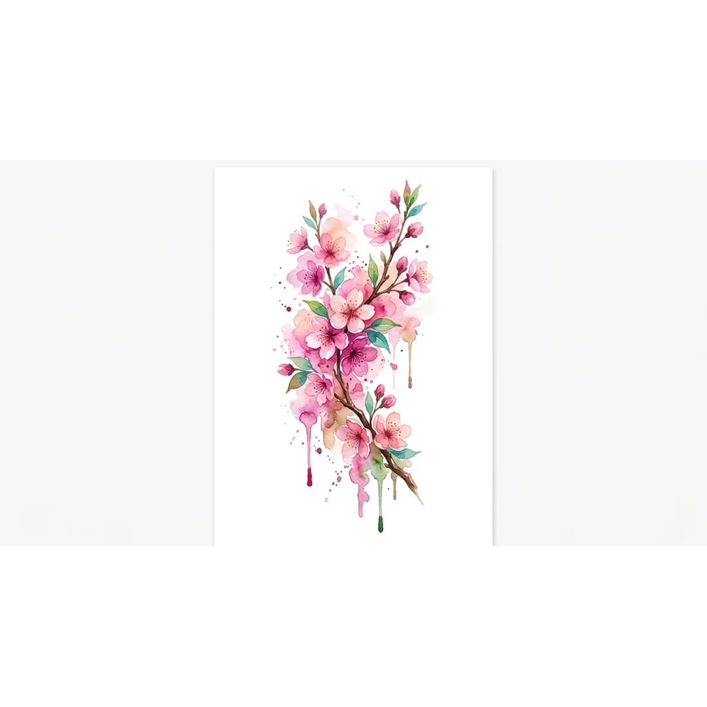сакура акварельная с розовыми лепестками