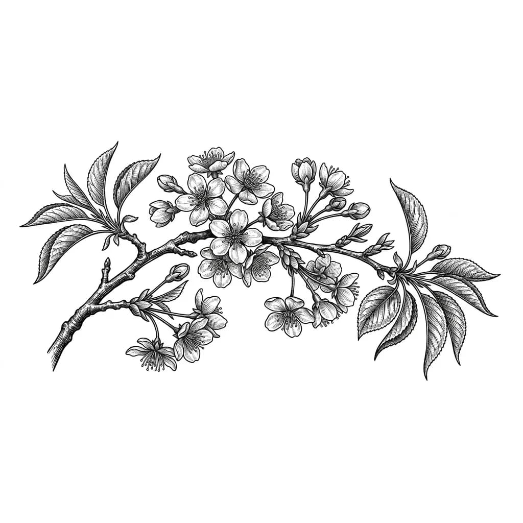 сакура ботаническая иллюстрация