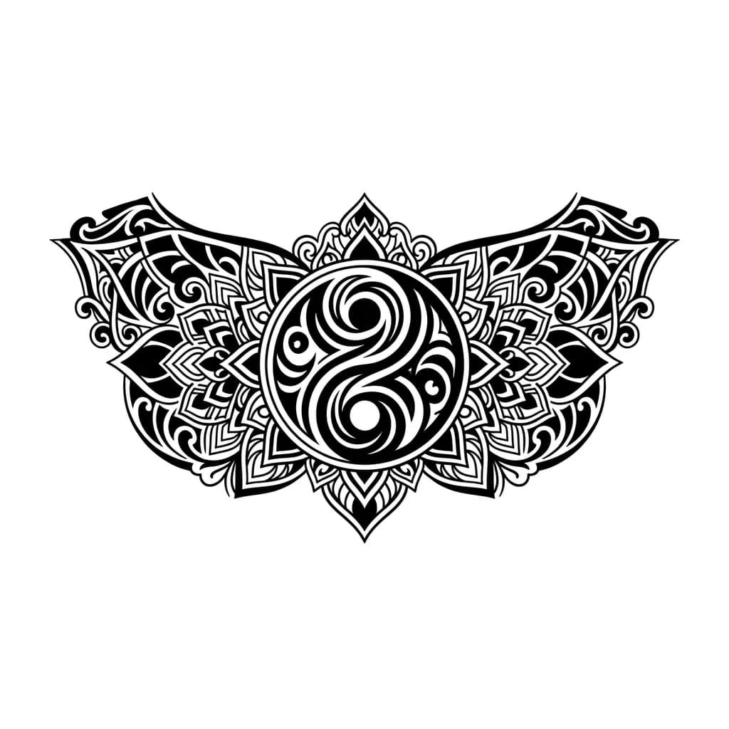 инь-янь чёрно-белый графичный