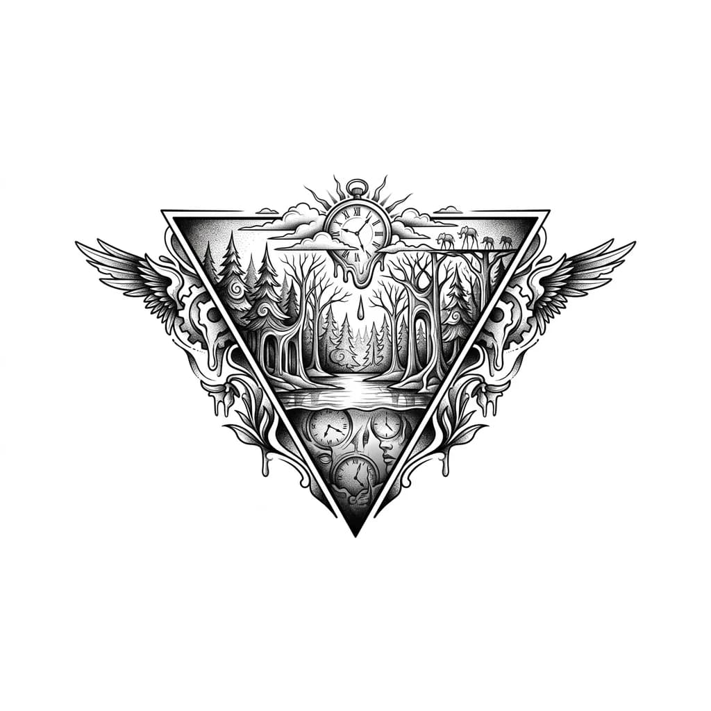 треугольник с лесом и озером внутри