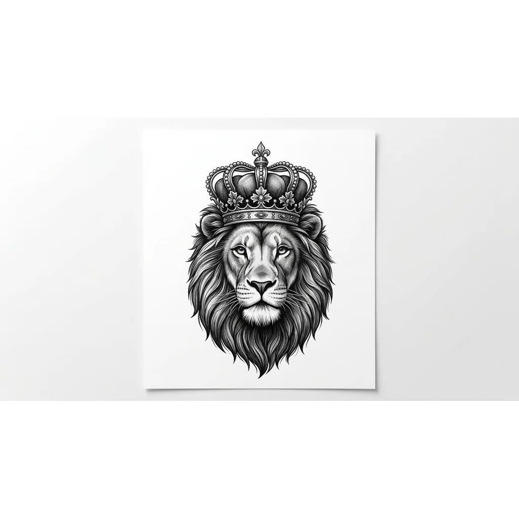 мужская тату лев с короной