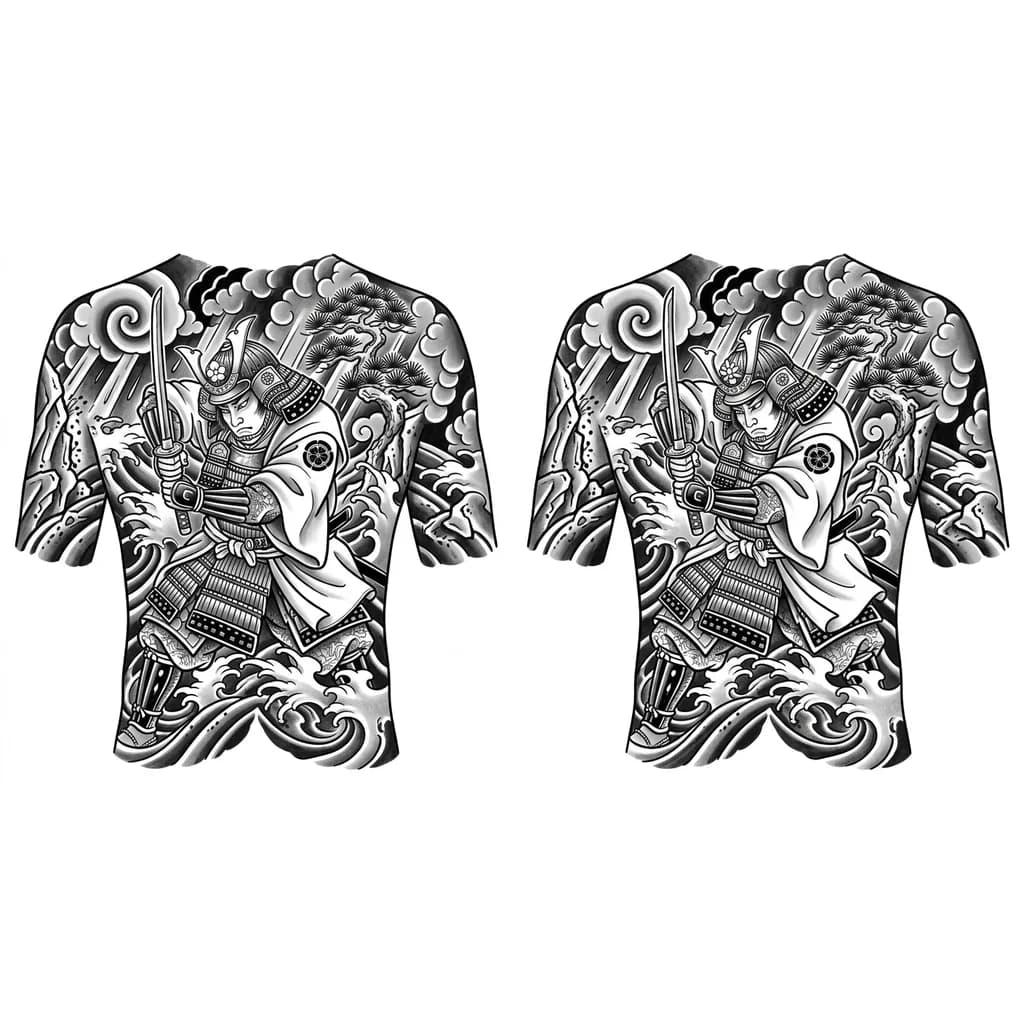 мужская тату самурай с катаной