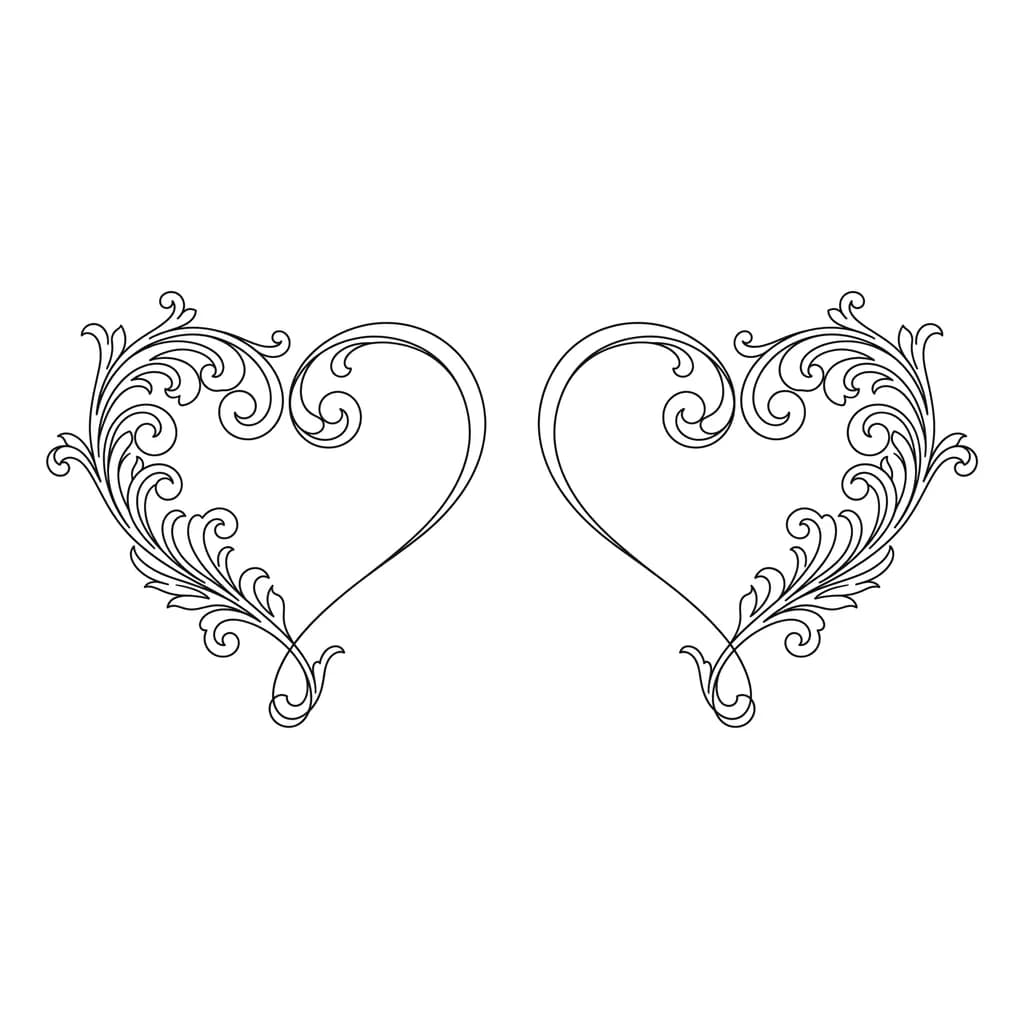 парные тату две половинки сердца