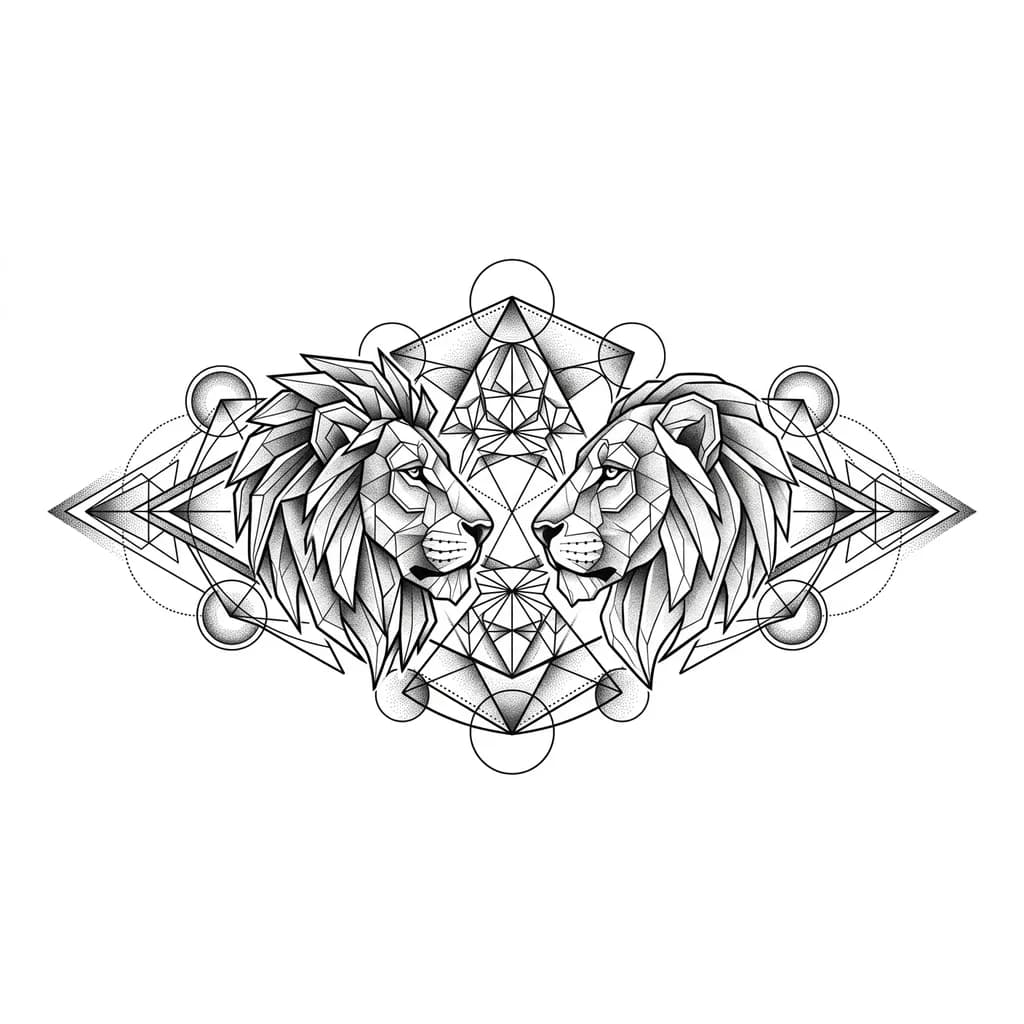 парные тату лев и львица