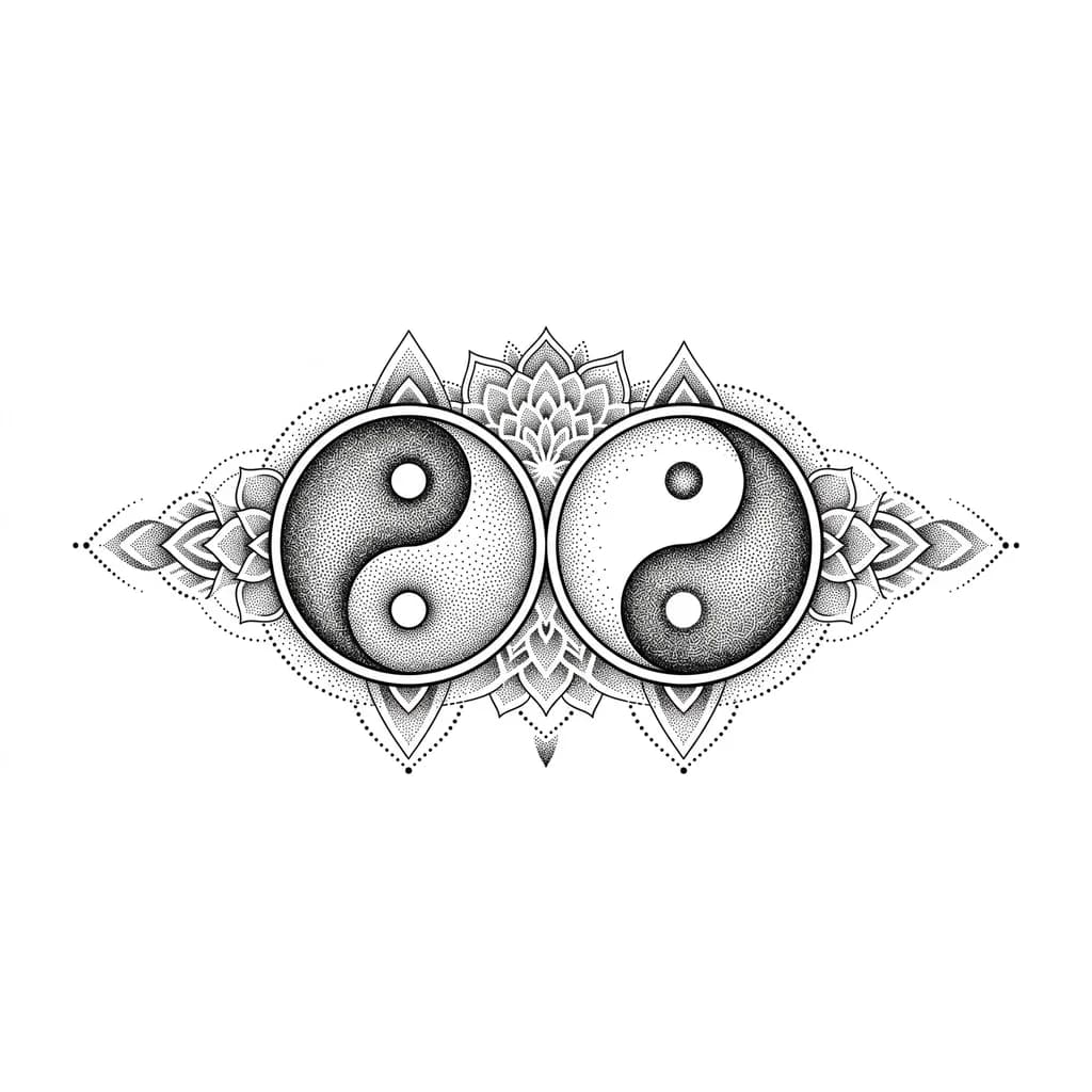 парные тату инь и янь