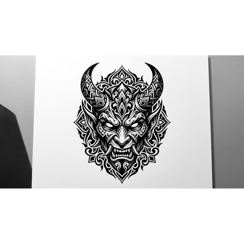 демон с рогами в тени