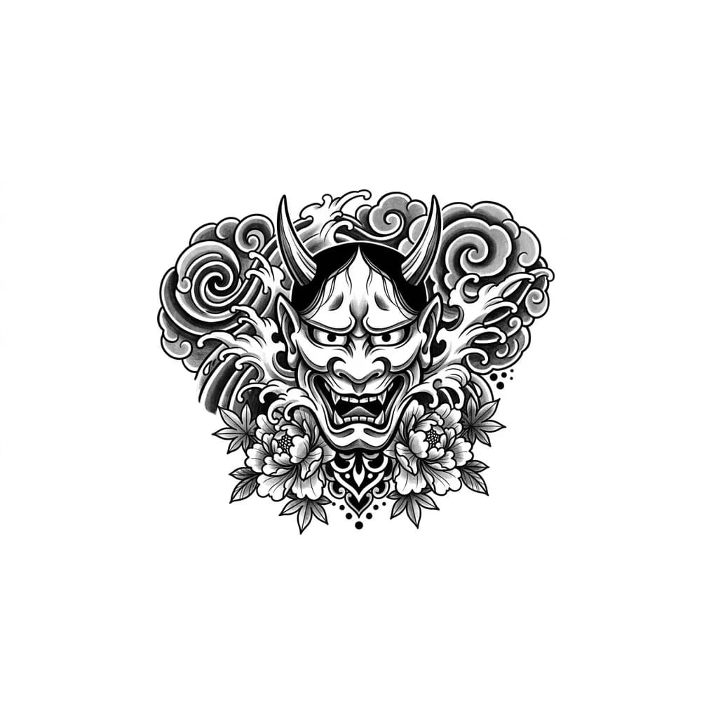 демон японская маска ханья