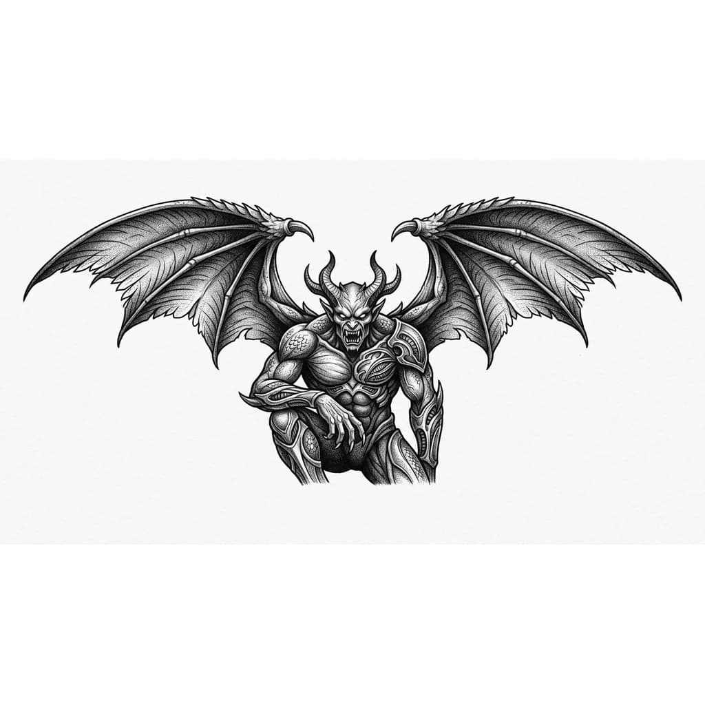 демон с крыльями тёмный