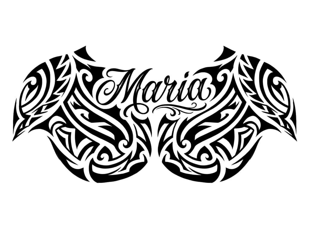 Создай эскиз для татуировки со шрифтом MONSIEUR LA DOULAISE С именем Мария только на итальянском

