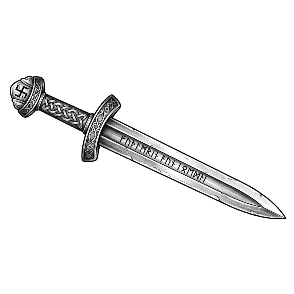 Тату эскиз: Sketch of the sword of the Ancient Slavs