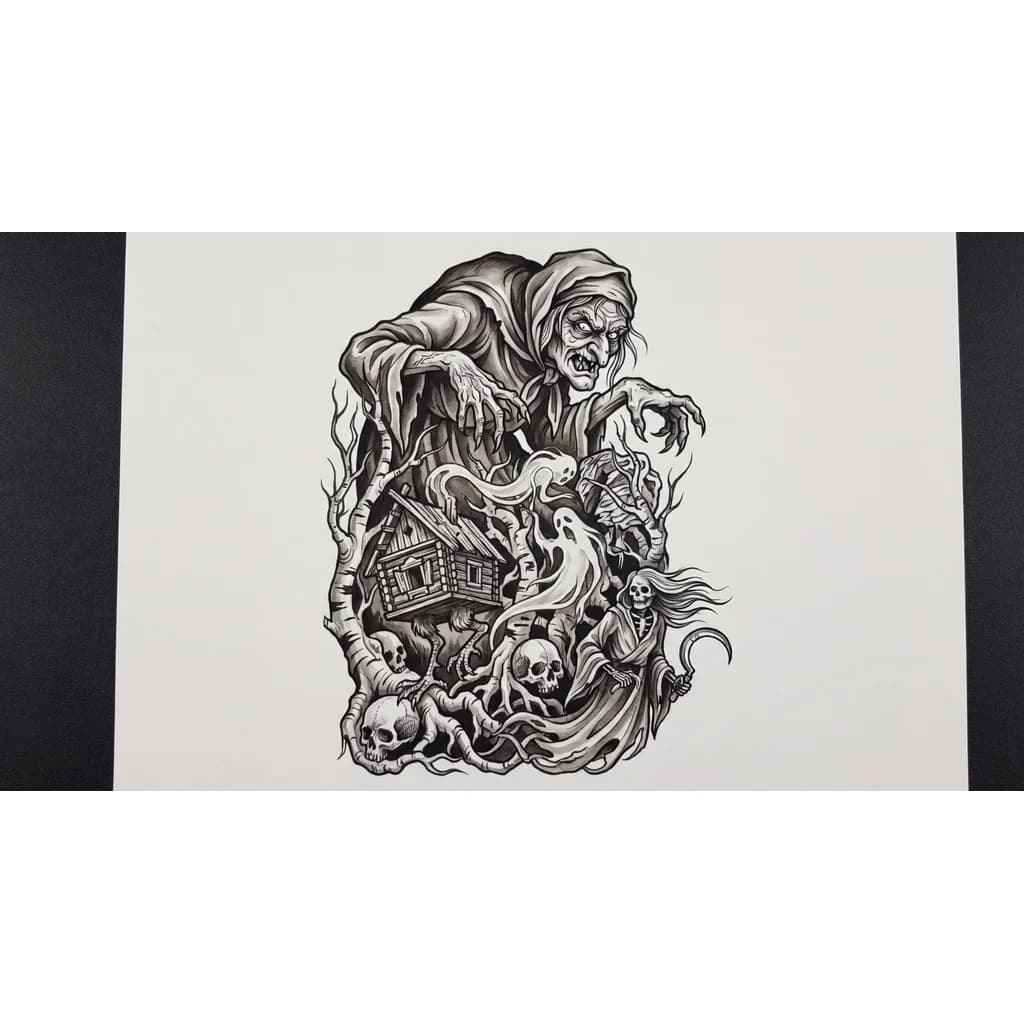 Тату Череп в стиле Блэк-энд-грей — эскиз Блэк-энд-грей