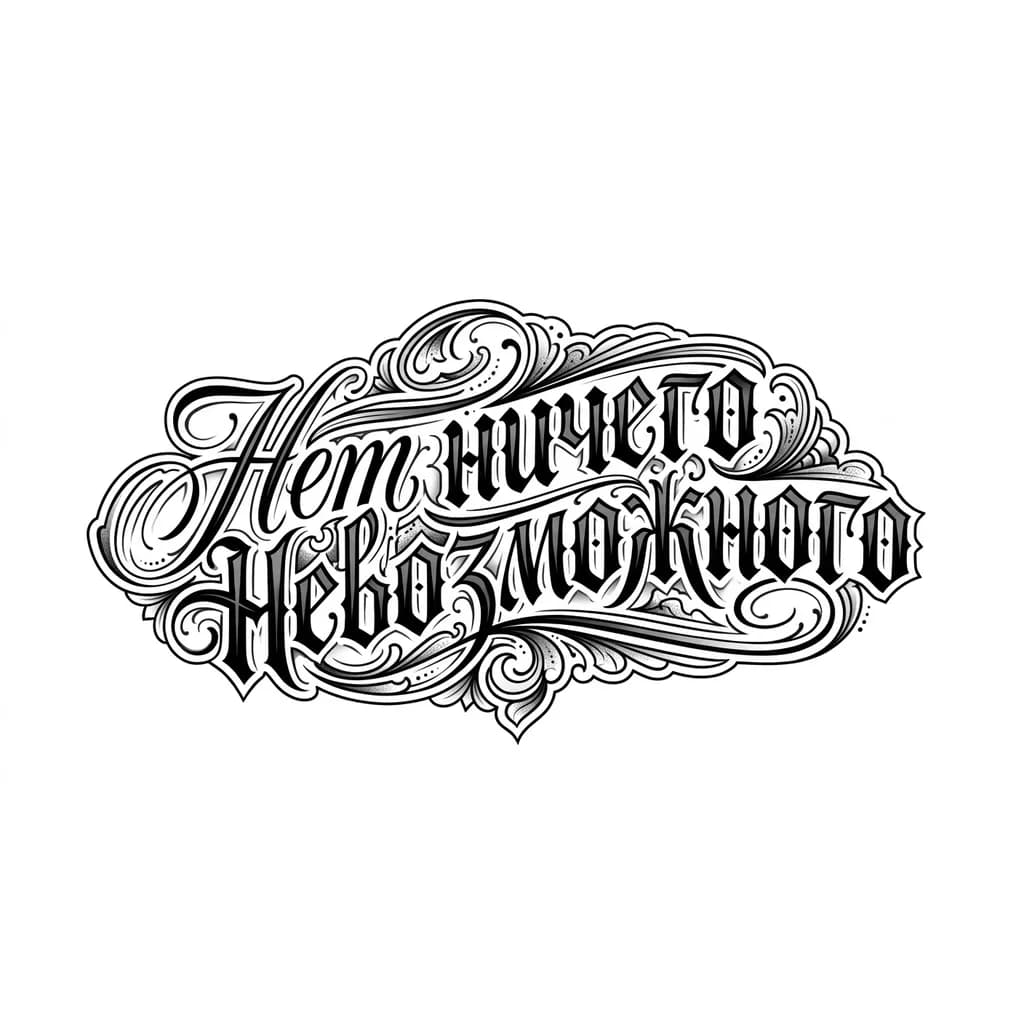 Татуировка в стиле минимализм, абстракция со скрытым смыслом в стиле «Абстрактное слово»