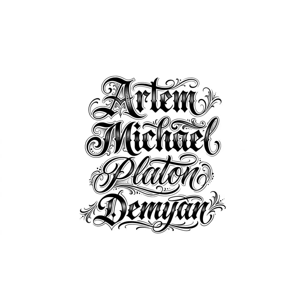 имена сыновей по порядку начиная с имени артём спускаясь дальше по предплечью вниз