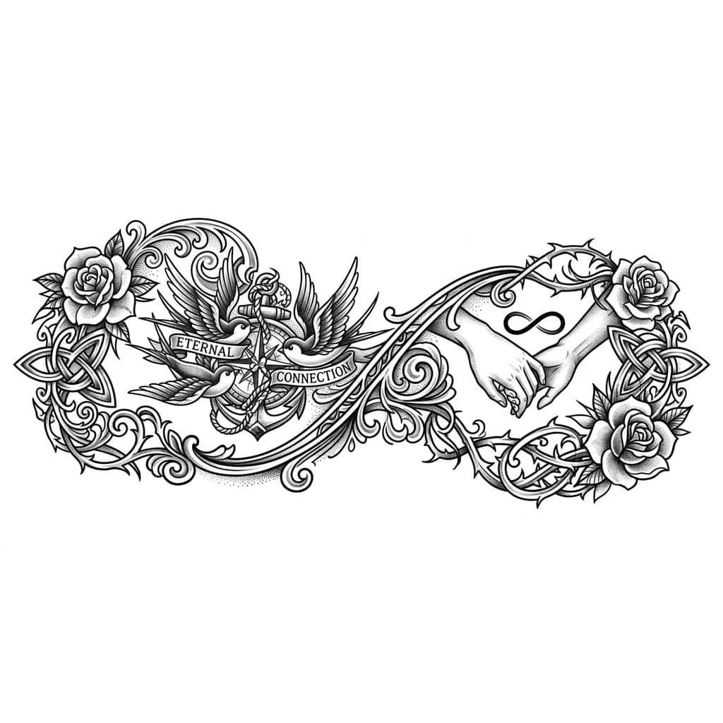 Парная продолжающаяся тату как символ любви для пары